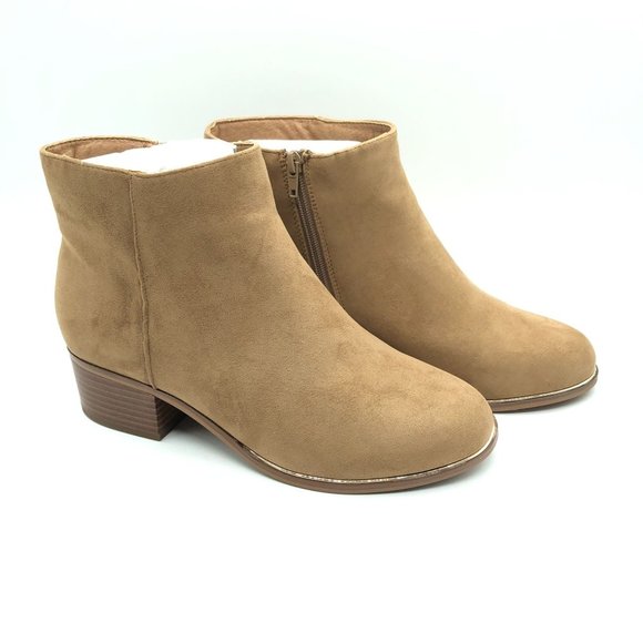 Lane Bryant Womens Ankle Boots Booties Faux Suede Block Heel Brown 10W